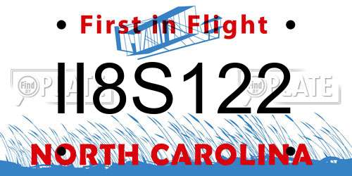 II8S122 North Carolina License Plate