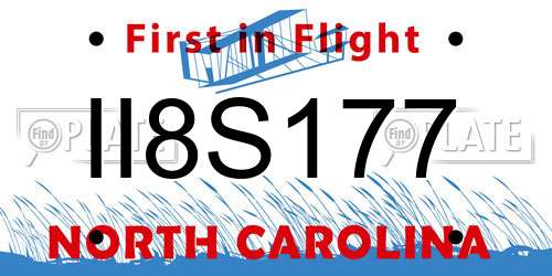 II8S177 North Carolina License Plate