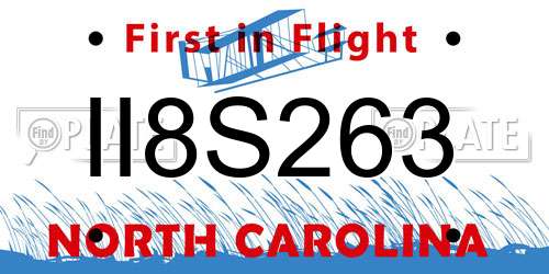 II8S263 North Carolina License Plate