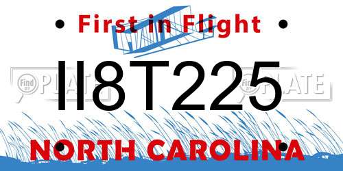 II8T225 North Carolina License Plate