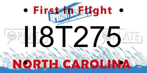 II8T275 North Carolina License Plate