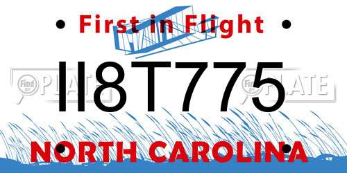 II8T775 North Carolina License Plate