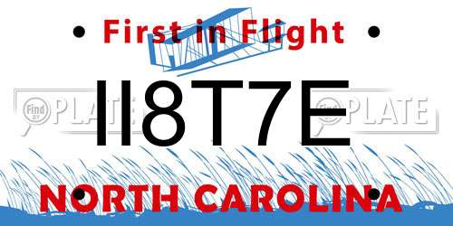 II8T7E North Carolina License Plate