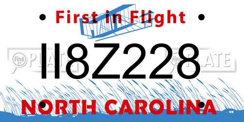 II8Z228 North Carolina License Plate