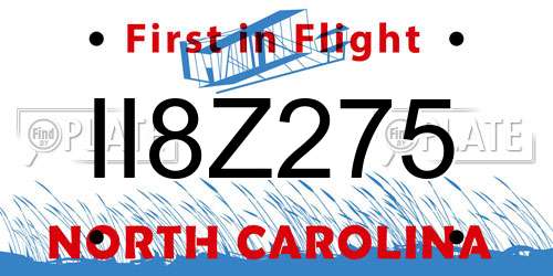 II8Z275 North Carolina License Plate