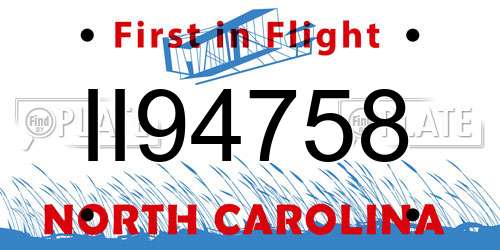 II94758 North Carolina License Plate