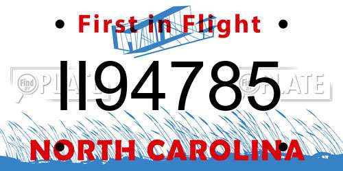 II94785 North Carolina License Plate