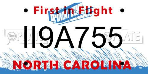 II9A755 North Carolina License Plate
