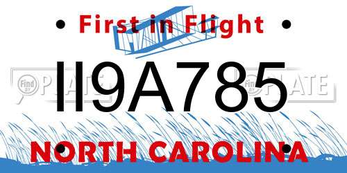 II9A785 North Carolina License Plate
