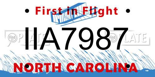 IIA7987 North Carolina License Plate
