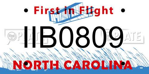 IIB0809 North Carolina License Plate