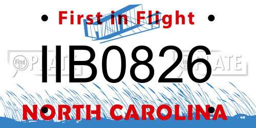 IIB0826 North Carolina License Plate