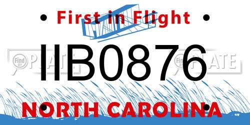 IIB0876 North Carolina License Plate