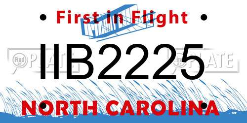 IIB2225 North Carolina License Plate