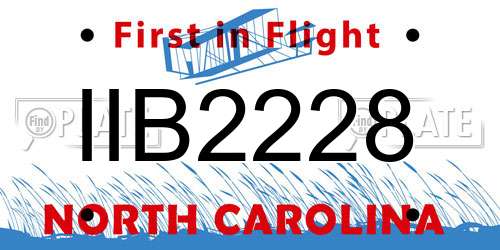 IIB2228 North Carolina License Plate