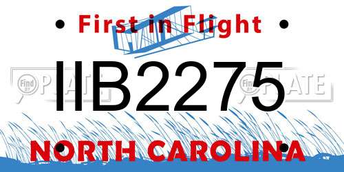IIB2275 North Carolina License Plate