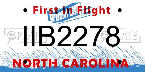 IIB2278 North Carolina License Plate