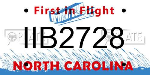 IIB2728 North Carolina License Plate