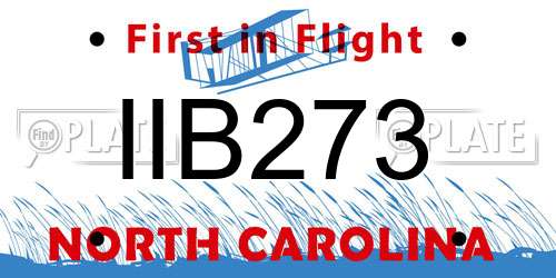 IIB273 North Carolina License Plate