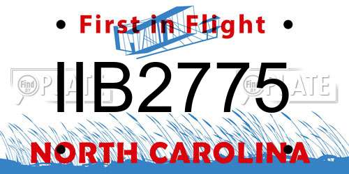 IIB2775 North Carolina License Plate
