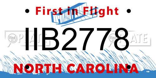IIB2778 North Carolina License Plate