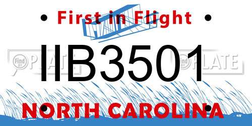 IIB3501 North Carolina License Plate