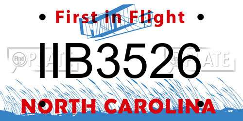 IIB3526 North Carolina License Plate