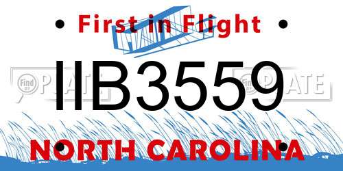 IIB3559 North Carolina License Plate
