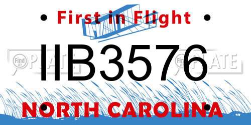 IIB3576 North Carolina License Plate