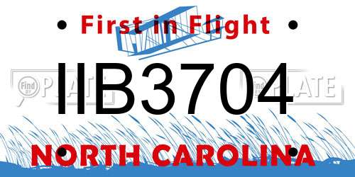 IIB3704 North Carolina License Plate