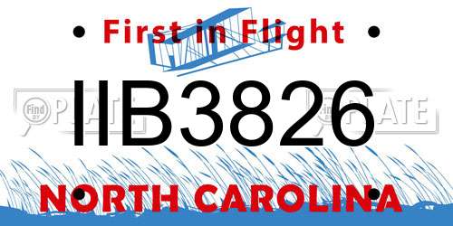 IIB3826 North Carolina License Plate