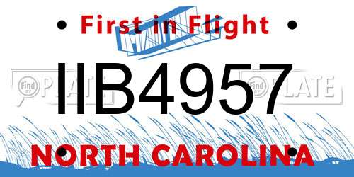 IIB4957 North Carolina License Plate