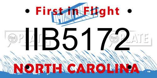 IIB5172 North Carolina License Plate