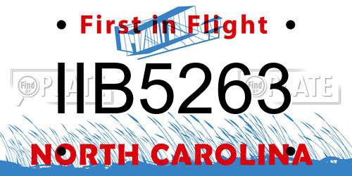 IIB5263 North Carolina License Plate