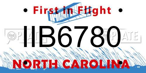 IIB6780 North Carolina License Plate
