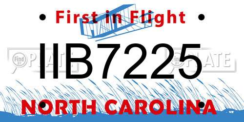 IIB7225 North Carolina License Plate
