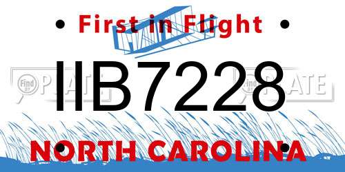 IIB7228 North Carolina License Plate