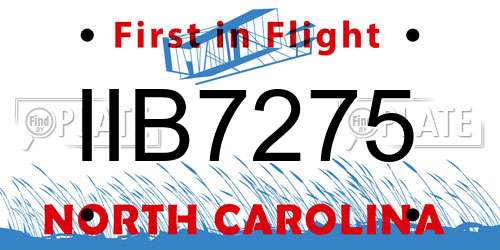 IIB7275 North Carolina License Plate