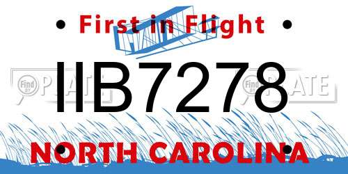 IIB7278 North Carolina License Plate