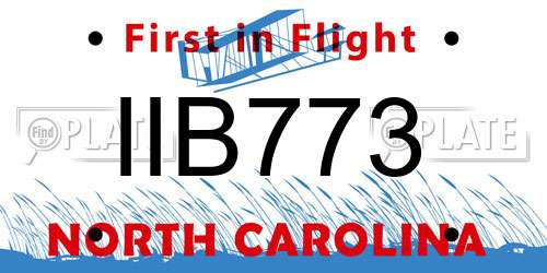 IIB773 North Carolina License Plate