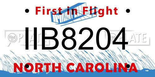 IIB8204 North Carolina License Plate