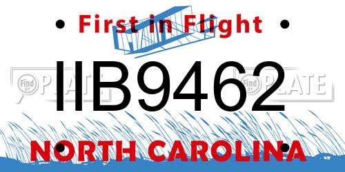 IIB9462 North Carolina License Plate