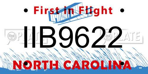 IIB9622 North Carolina License Plate