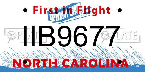 IIB9677 North Carolina License Plate
