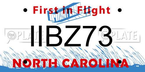 IIBZ73 North Carolina License Plate