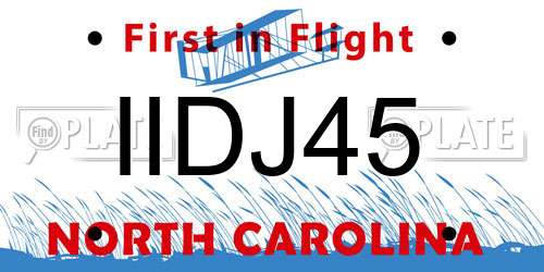 IIDJ45 North Carolina License Plate
