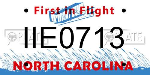 IIE0713 North Carolina License Plate