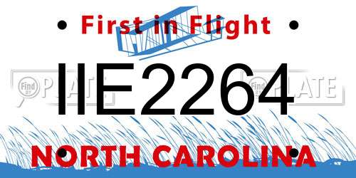 IIE2264 North Carolina License Plate