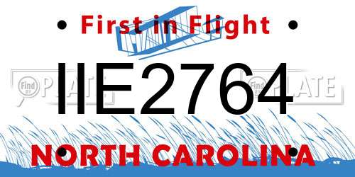 IIE2764 North Carolina License Plate