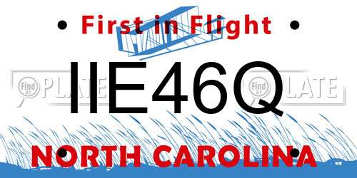 IIE46Q North Carolina License Plate